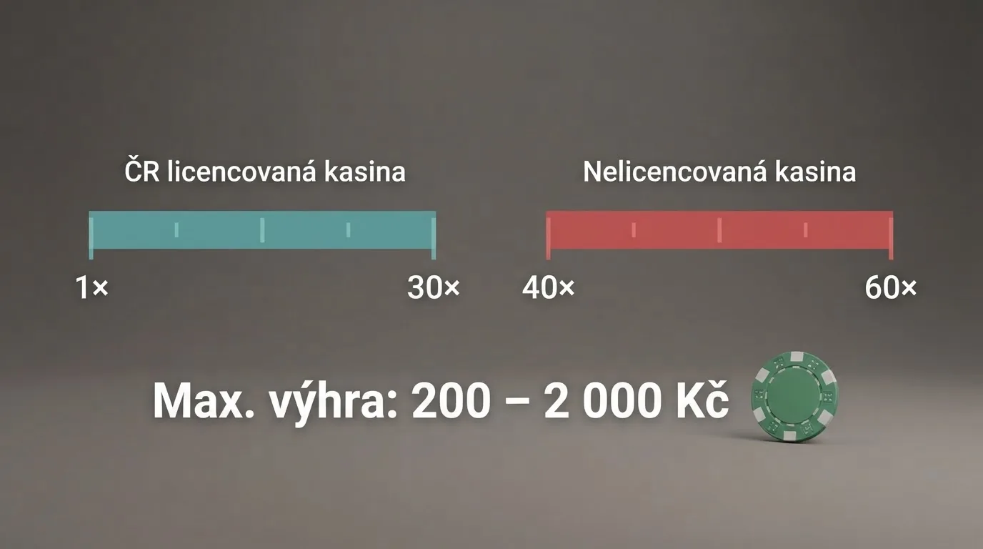 Ukázka typických podmínek protočení a maximální výhry u vstupního bonusu bez vkladu v online casinu