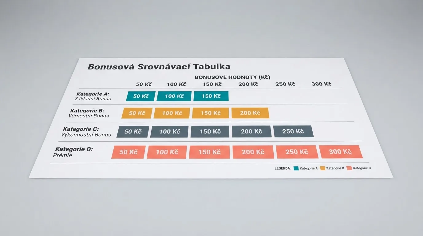 Srovnávací tabulka s hodnotami bonusů bez vkladu, podmínkami protočení a počty automatů u jednotlivých operátorů